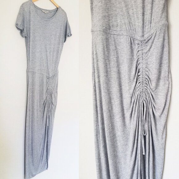 AllSaints Filor Maxi Drawstring Dress Modal Wool Blend Marled Gray Size M $120 - Picture 10 of 16